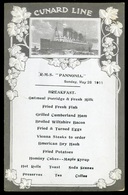 CUNARD RMS Pannonia Hajó , Dekoratív Menükártya 1911.  /  MENU CARD RMS Pannonia, Decorative - Menus