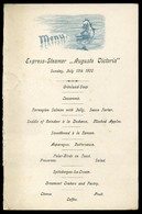 Express-Steamer Auguste Victoria  , Dekoratív Menükártya 1900.  /  MENU CARD , Decorative - Menus