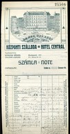 BUDAPEST 1916. Központi Szálloda / Hotel Central, Fejléces  Levél - Non Classés