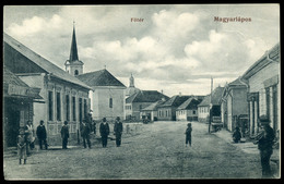 MAGYARLÁPOS / Târgu Lăpuș 1915. Főtér, Rosenfeld Márk Könyvnyomdája Régi Képeslap  /  Main Sq. Márk Rosenfeld Printing H - Ungheria