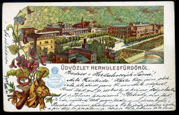 HERKULESFÜRDŐ 1901. Litho Képeslap, Apollo Reklámmal  / Litho Vintage Pic. P.card Apollo Adv. - Romania