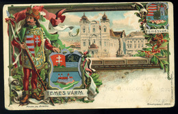 TEMESVÁR Litho Képeslap, Vármegye Címer  / Litho Vintage Pic. P.card County Coat-of-arms - Ungheria