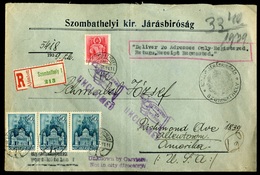 SZOMBATHELY 1939. Ajánlott Levél Az USA-ból Visszaküldve, érdekes Darab!  /  Reg. Letter Returned From USA Intr. - Covers & Documents