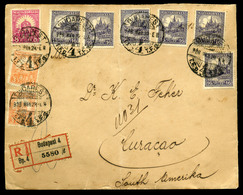 BUDAPEST 1928. Ajánlott Levél 9 Bélyeges P-f-es Bérmentesítéssel Curacao-ba Küldve  /  Reg. Letter 9 Stamps P-f Frank. T - Lettres & Documents