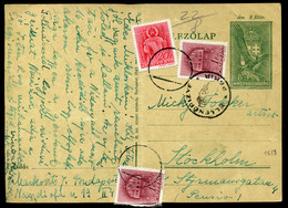 1942. Kiegészített Díjjegyes Levlap, Néma és Cenzúra Bélyegzéssel Svédországba Küldve  /  Uprated Stationery P.card Mute - Lettres & Documents