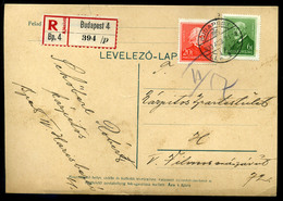 BUDAPEST 1933. Ajánlott, Helyi Levlap Arcképek Bélyegekkel  /  Reg. Local P.card Portraits Stamps - Lettres & Documents