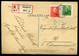 BUDAPEST 1933. Ajánlott, Helyi Levlap Arcképek Bélyegekkel  /  Reg. Local P.card Portraits Stamps - Covers & Documents