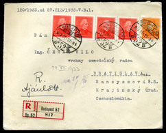 BUDAPEST 1933. Ajánlott Levél Arcképek Bérmentesítéssel Csehszlovákiába Küldve  /  Reg Letter Portraits Frank. To Czecho - Lettres & Documents