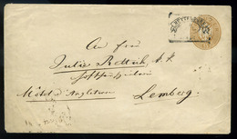 AUSZTRIA 1864-es Kiadású 15Kr-os Díjjegyes Boríték HÜTTELDORF  Lembergbe Küldve  /  AUSTRIA Issue 15 Kr Stationery Cov.  - Used Stamps