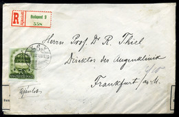 BUDAPEST 1938. Dekoratív, Ajánlott Cenzúrázott Levél Frankfurtba Küldve  /  Decorative Reg. Cens. Letter To Frankfurt - Lettres & Documents