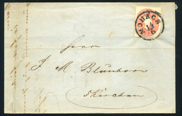 MOHÁCS 1861. Szép 5Kr-os Levél, Tartalommal Pécsre Küldve  /  Nice 5 Kr Letter Cont. To Pécs - Oblitérés