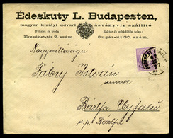 BUDAPEST 1892. Édeskuty Ásványvíz, Dekoratív Céges Levél Bártfára Küldve  /  Mineral Water Decorative Corp. Letter To Bá - Used Stamps