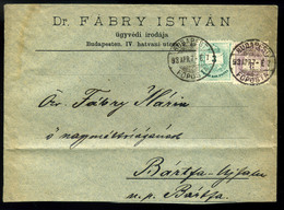 BUDAPEST 1893. Levél 3Kr+2Kr Bártfára  /  Letter 3 Kr+2Kr To Bártfa - Usati