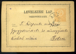 ASZÓD 1872. Díjjegyes Levlap Pestre Küldve, Schaffer Jónás Gyógyszerész  /  Stationery P.card To Pest Jónás Schaffer Pha - Usati