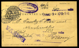 BALASSAGYARMAT 1896. Portómentes Levlap Pozsonyba Küldve  /  Unpaid Free P.card To Pozsony - Used Stamps