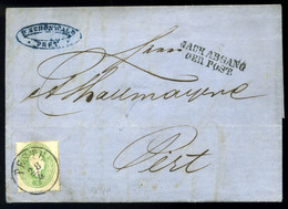 PESTH 1864. 3Kr Helyi Céges Levélen, Elég Késői Felhasználás, "Nach Abgang Der Post"  /  3 Kr Local Corp. Letter Late Us - Used Stamps