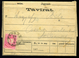 CSORNA 1880. Szép Távirat 5Kr-ral  /  Nice Telegram 5 Kr - Oblitérés