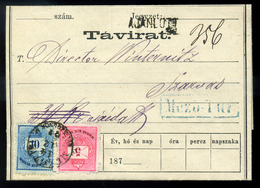 MEZŐTÚR 1879. Szép Ajánlott Távirat 10Kr+5Kr-ral  /  Nice Reg. Telegram 10Kr+5Kr - Oblitérés