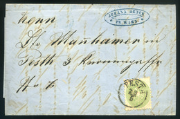 PEST 1865. 3Kr Helyi Levélen, Tartalommal, Céges Levélzáróval  /  3 Kr Local Letter, Cont. Corp. Seal - Oblitérés
