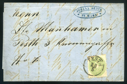 PEST 1865. 3Kr Helyi Levélen, Tartalommal, Céges Levélzáróval  /  3 Kr Local Letter, Cont. Corp. Seal - Usati