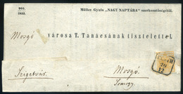 PESTH 1852. 1Kr Nyomtatványon  Mozsgóra Küldve. Dekoratív, érdekes Darab!  /  1 Kr Document To Mozsgó Decorative Intr. - Usati