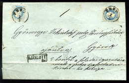 PEST Ajánlott Levél 2*10Kr Ral Győrbe Küldve, Ritka, érdekes Darab!  /  Reg. Letter 2*10 Kr To Győr Rare Intr. - Oblitérés