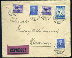 BUDAPEST 1935. Expressz Levél Arcképek-repülő Bérmentesítéssel Devecserbe / BUDAPEST 1935 Express Letter Portraits-airpl - Storia Postale