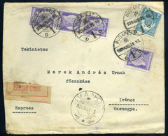 BUDAPEST 1929. Expressz Levél Szent István 4*16f + Pf 2f Bérmentesítéssel Iváncra  /  BUDAPEST 1929 Express Letter St. I - Lettres & Documents