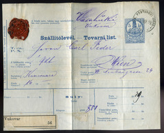 VUKOVÁR 1879. Kétnyelvű Szállítólevél Bécsbe Küldve  /  Bilingual Parcel P.card To Vienna - Usati