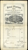 AUSZTRIA Graz 1889. Hotel Florian Dekoratív Fejléces Számla  /   Decorative Letterhead Bill - Austria