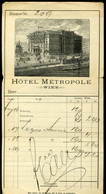 AUSZTRIA Bécs 1889. Hotel Métropole, Dekoratív Fejléces Számla  /   Decorative Letterhead Bill,  Vienna - Austria