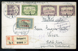 BUDAPEST 1918.07.19. Ajánlott Légi Képeslap Bécsbe Küldve  /  Reg. Airmail  Vintage Pic. P.card To Vienna - Oblitérés