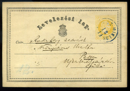 KUNSZENTMIKLÓS 1870. 2Kr-os Díjjegyes Levlap, Kék Bélyegzéssel (300P)  /  2 Kr Stationery P.card Blue Pmk - Usati
