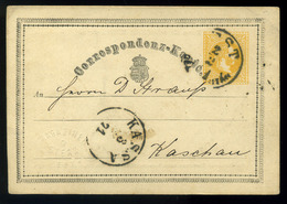 PEST 1871. Díjjegyes Levlap Kassára Küldve, Vakdombor Céges Nyomással,  "MAGAZINER & STERK /PEST"   /  Stationery P.card - Oblitérés