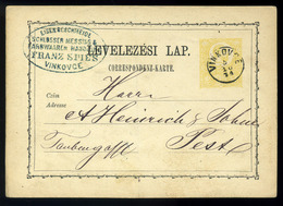 VINKOVCE 1871. Díjjegyes Levlap, Szép Gyűszű és Céges Bélyegzéssel Pestre  /  Stationery P.card Nice Thimple And Corp. P - Oblitérés