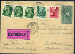 BUDAPEST 1945. 05.31. Expressz Kiegészített Díjjegyes Levlap Balatonfüredre  /  Express Uprated Stationery P.card To Bal - Lettres & Documents