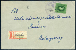 ZÁNKA 1946. Ajánlott Levél Kisegítő Bélyegzéssel és Ragjeggyel Zalaegerszegre  /  Reg. Letter Escort Pmk And Reg. Label  - Covers & Documents
