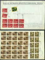 TOLNA 1945.10. Dekoratív Infla Levél, 46db Bélyeggel. Érdekes , Ritka Darab!  /  Decorative Infl. Letter 46 Stamps Intr. - Storia Postale