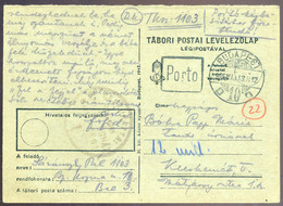 BUDAPEST 1946.05.13. (19 Dsz) Börtöncenzúrás Levlap Kecskemétre Küldve, Portózva. "Portó Kézbesítéskor Fizetendő"  /  Pr - Lettres & Documents