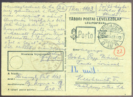 BUDAPEST 1946.05.13. (19 Dsz) Börtöncenzúrás Levlap Kecskemétre Küldve, Portózva. "Portó Kézbesítéskor Fizetendő"  /  Pr - Storia Postale