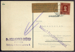 BUDAPEST 1946. 11.24. Levlap Németországba Küldve, "Vissza! Forgalom Szünetel" Bélyegzéssel  /  P.card To Germany "no Se - Covers & Documents