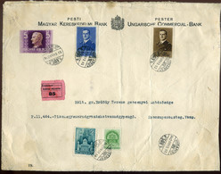 BUDAPEST 1942. Értéklevél, Ritka Bérmentesítéssel (kétféle Horthy 5P-s!!)   /  Money Letter Rare Frank - Covers & Documents
