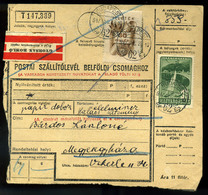 BUDAPEST 1947. Csomagszállító "gyorsan Romló" Medgyesegyházára Küldve  /   Parcel P.card "rapidly Perishable" To Medgyes - Lettres & Documents