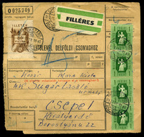 SZEKSZÁRD  1947. Csomagszállító "filléres" Csepelre Küldve, Portózva  /   Parcel P.card "fl" To Csepel, Postage Due - Covers & Documents