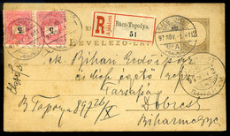 BÁCSTOPOLYA 1897. Ajánlott, 2*5Kr-ral Kiegészített Díjjegyes Lap Dobrestbe Küldve  /  Reg. 2*5Kr Uprated Card To Dobrest - Oblitérés