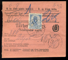 ZÁGRÁB 1916. Kétnyelvű Távbeszélő Jegy, Ritka Típus, 2K  /  ZAGREB Bilingual Telephone Ticket Rare Type 2Kr - Oblitérés