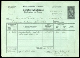 1940. Díjjegyes Vámárunyilatkozat 1947-ben Felhasználva  /  Stationery Customs Form Used In 1947 - Covers & Documents