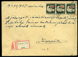 BUDAPEST 1946.07.11. Ajánlott Levél 3*100000 Billió P (galambos) Bérmentesítéssel Jászapátiba Küldve! Komoly Inflációs R - Lettres & Documents