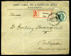 KALOCSA 1895. Ajánlott Levél 3*5Kr + Okmánybélyeggel  Budapestre Küldve  /  Reg .letter 3*5 Kr Stamp Duty To Budapest - Oblitérés