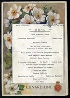 CUNARD RMS Pannonia Hajó , Dekoratív Menükártya 1913.  /  MENU CARD  RMS Pannonia, Decorative - Menus